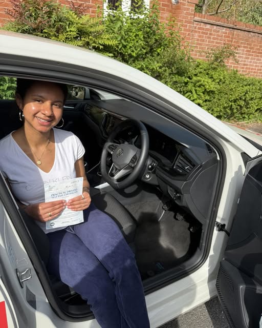 Martha on her driving test pass day